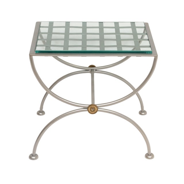 French French Modern Occasional or Side Tables of Brushed Steel - Two Available For Sale - Image 3 of 11
