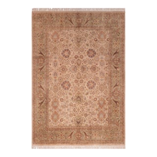 Shabby Chic 1990's Pak-Persian Beige/Green Wool Rug - 8'0'' X 10'0'' For Sale