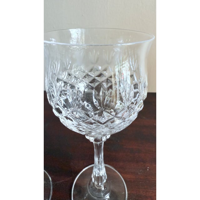 Glass Vintage 1980s Mikasa Chateau Crystal Pattern Goblets - Set of 9 For Sale - Image 7 of 13
