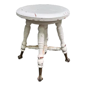 1940s Piano Stool With Glass and Claw Feet