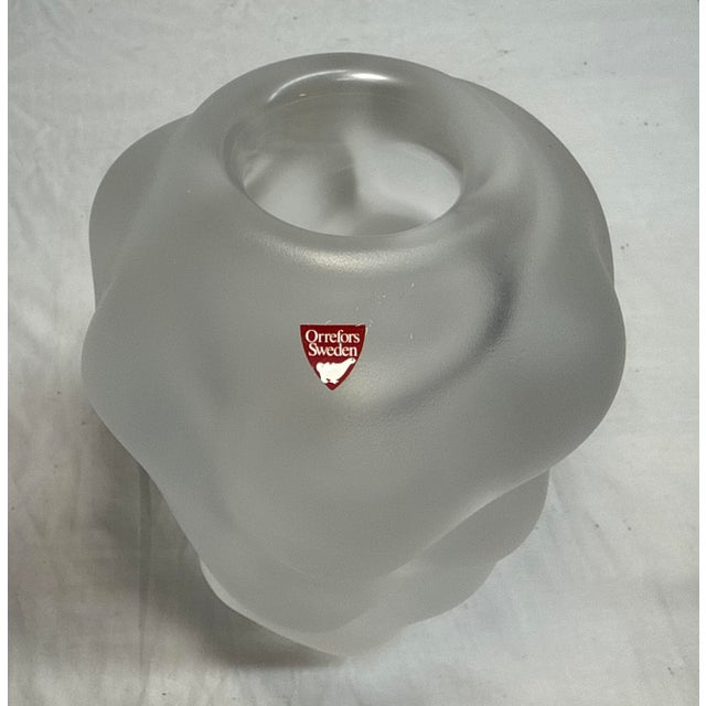 Handmade Per Sundberg for Orrefors Organic Form Frosted Art Glass Crystal Vase For Sale - Image 11 of 12
