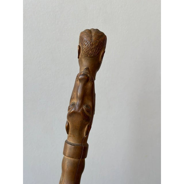 Antique Rare Hand-Carved Portrait Walking Stick With "Filipino" Script, Circa 1910s-1920s For Sale - Image 9 of 12