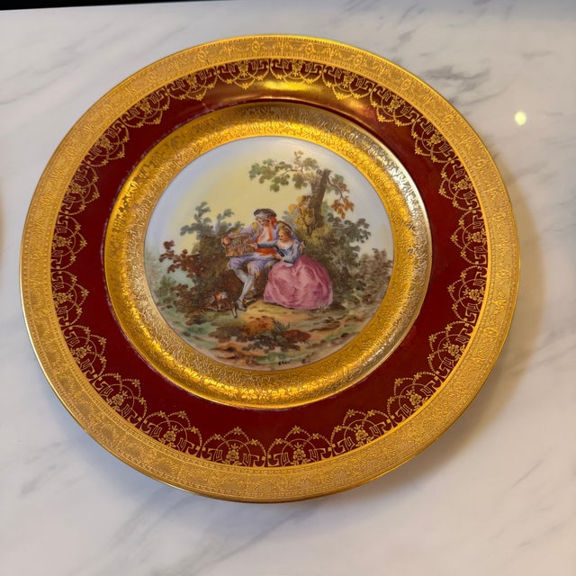 Ceramic In the Style of Royal Vienna Courting Plates, Set of Twelve For Sale - Image 7 of 17