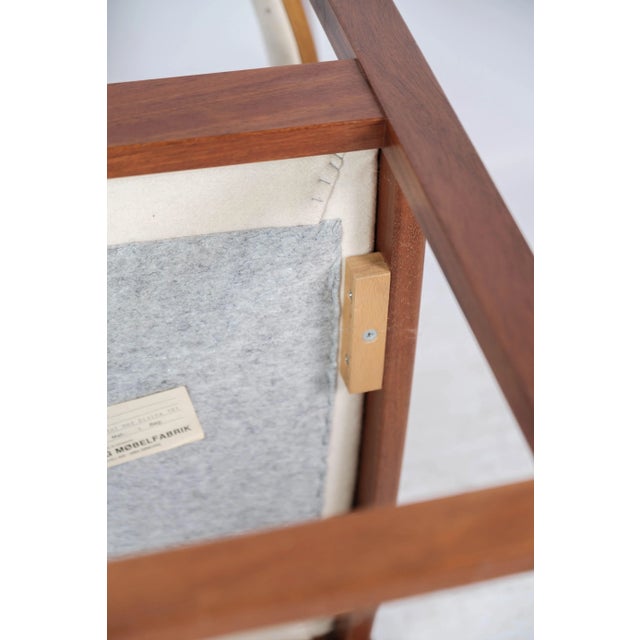 Danish Mahogany and Light Fabric Armchair from Søborg, 1960s For Sale - Image 11 of 12