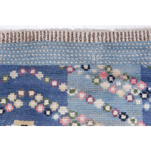 Contemporary Swedish Hand-Knotted Pile Rug in Blue by Doris Leslie Blau For Sale In New York - Image 6 of 8