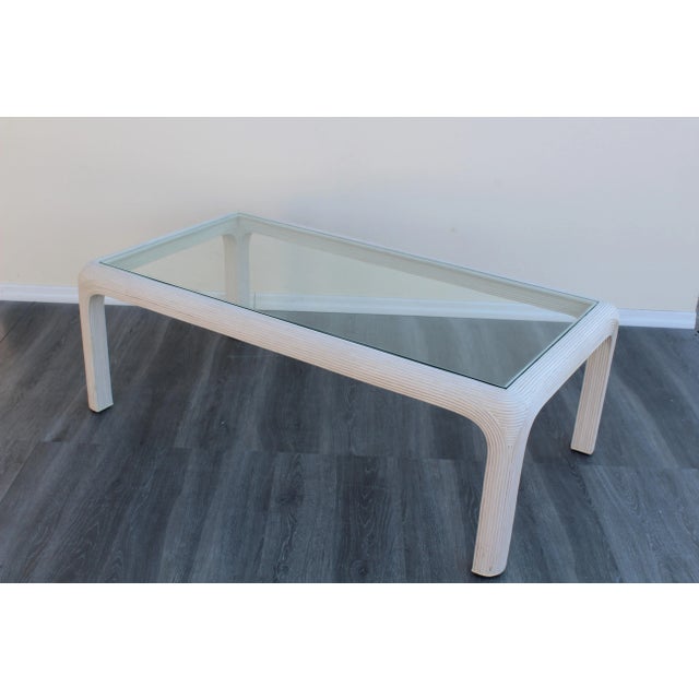 Late 20th Century 1970's Pencil Reed Coffee Table With Glass Top For Sale - Image 5 of 5