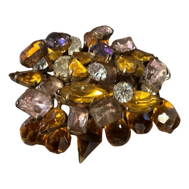 1950s Art Deco Style Vintage Costume Jewelry Italian Brooch For Sale