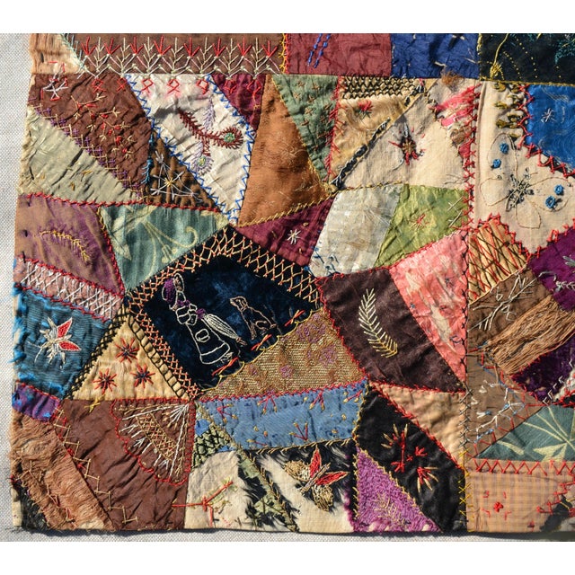 1880s Symbol Filled Crazy Quilt Top For Sale - Image 15 of 18