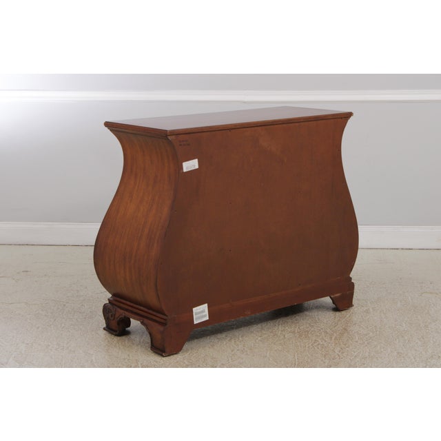 Ethan Allen Inlaid Townhouse Burl Wood Bombe Chest For Sale - Image 13 of 17