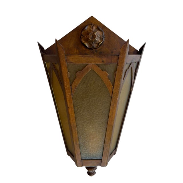 Antique Copper Plated Hexagonal Wall Sconces For Sale In Los Angeles - Image 6 of 9