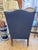 1800s Antique Wingback Blue Linen Chair For Sale In Boston - Image 6 of 6