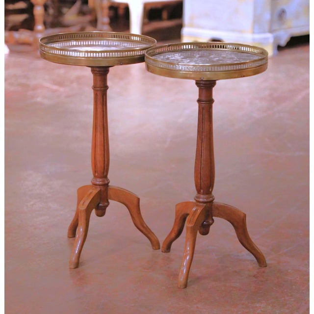 Early 20th Century Early 20th Century French Napoleon III Walnut Martini Tables With Marble Tops For Sale - Image 5 of 9