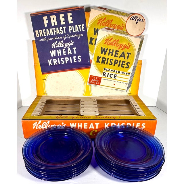 Kellogg's Cereal Display Advertisement With 'Moderntone' Depression Glass C. 1935-36 For Sale - Image 9 of 17
