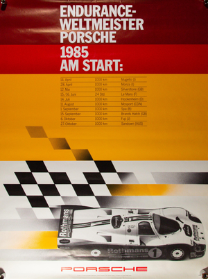 Endurance World Champion Original Porsche Poster by Gruppe C, 1985