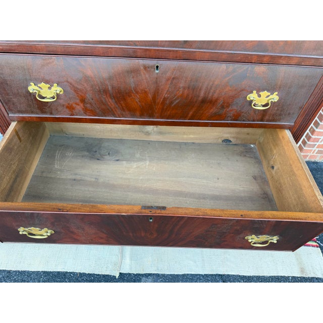 Antique Mahogany Sheraton Tall Chest, Pennsylvania, Attributed For Sale - Image 6 of 12