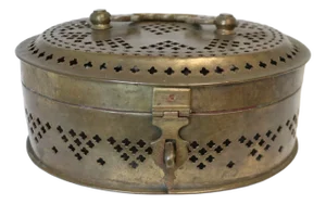 Mid 20th Century Vintage Large Oval Brass Cricket Box From India