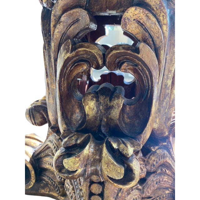 Hollywood Regency Vintage Wood and Glass Corinthian Style Table For Sale - Image 3 of 6