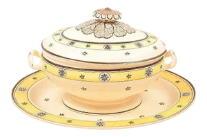 19th Century English Creamware Soup Tureen and Platter Davenport - A Pair