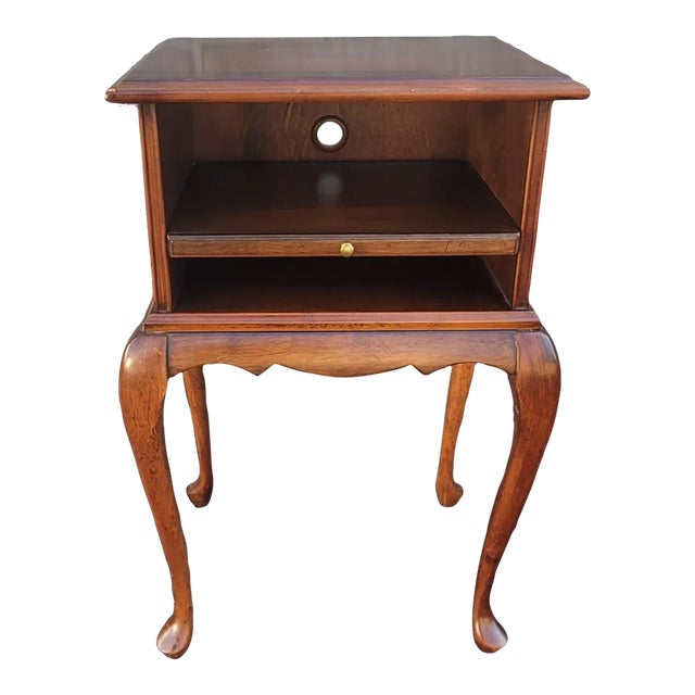 Queen Anne Style Telephone Lamp Table Candle Stand With Pull-Out Tray For Sale