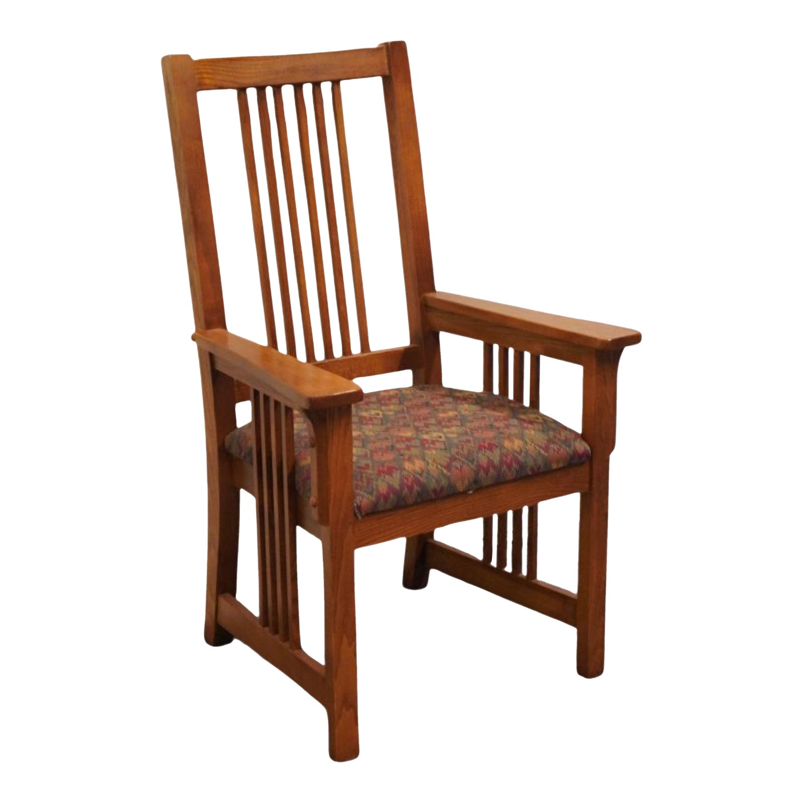 Bassett Furniture Mission Style Oak Dining Arm Chair 4033-0460 | Chairish