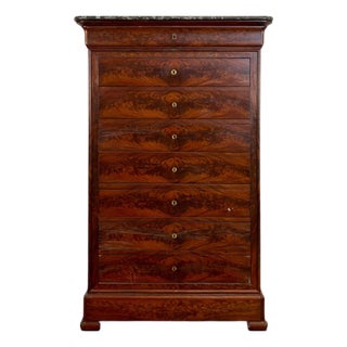 Louis Philippe Style Chest of Drawers in Flamed Mahogany For Sale