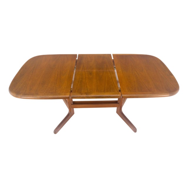 Late 20th Century Danish Mid Century Modern Teak Dining Table w/ 18" Pop Up Hide Away Leaf MINT For Sale