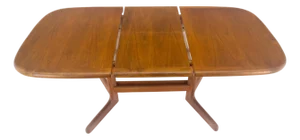 Late 20th Century Danish Mid Century Modern Teak Dining Table w/ 18" Pop Up Hide Away Leaf MINT