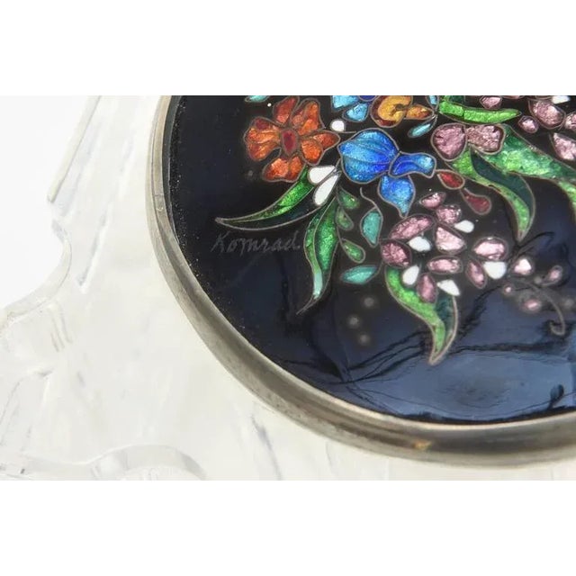 Vintage Signed Enameled Foiled Cloisonné Top and Lucite Vessel, Box or Container For Sale - Image 10 of 11