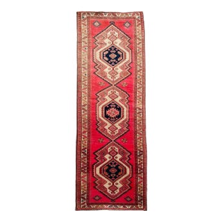 1940's Vintage Persian Magenta Pink, Copper, Indigo & Purple Runner Rug 3.7 X 10.3 For Sale