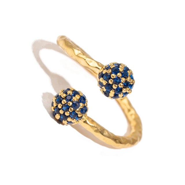 Early 21st Century Mystic Duo Sapphire Gold Adjustable Ring, Size 8 For Sale - Image 5 of 7