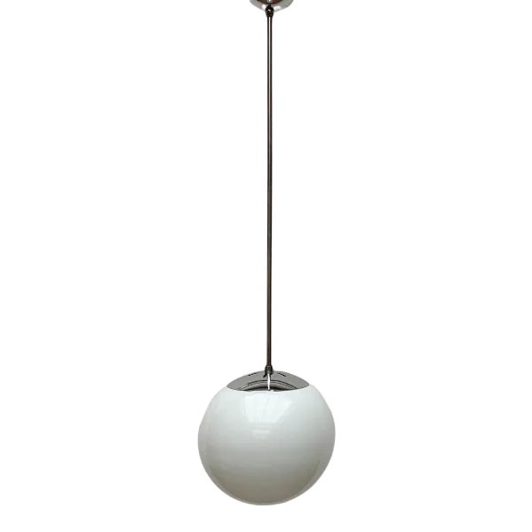 Mid-Century German Glass and Metal Ball Pendant For Sale