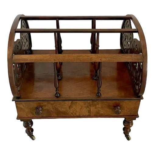 Large Victorian Freestanding Burr Walnut Canterbury, 1850s For Sale