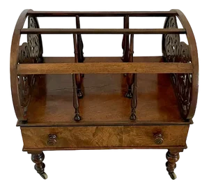 Large Victorian Freestanding Burr Walnut Canterbury, 1850s