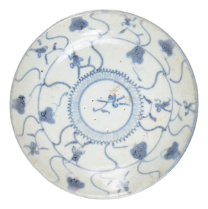 Chinese Blue & White Floral Plate, C. 1850