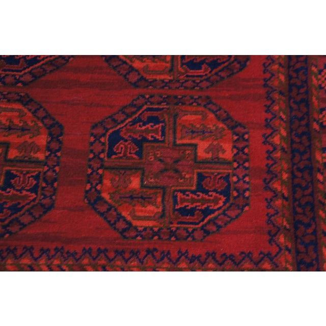 Mid 20th Century Vintage Machine Made Red Geometric Wool Area Rug Carpet 5' X 8' For Sale - Image 5 of 9