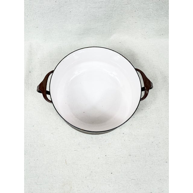 Dansk Vintage Mid-Century Modern Dansk Kobenstyle Chocolate Brown Enamel Casserole Dish / Dutch Oven For Sale - Image 4 of 6