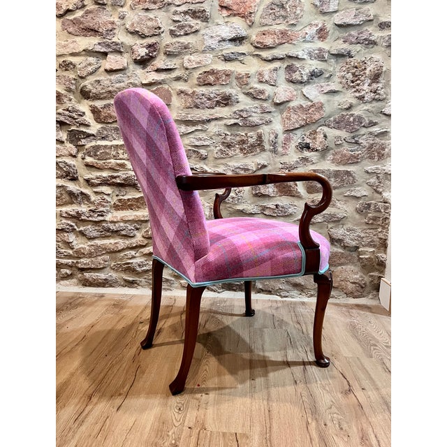 1980s 1980s Pair of Rococo Style Upholstered Dining Chairs in Harris Tweed For Sale - Image 5 of 12