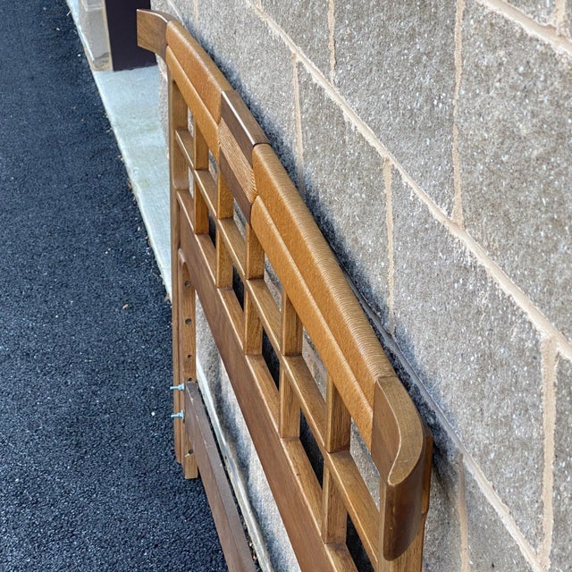 American of Martinsville Queen or Full Mid-Century Modern Sculptural Walnut & Woven Rush Headboard For Sale - Image 9 of 13