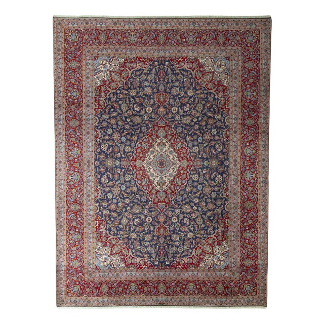 Kashan Oriental Rug in Wool For Sale