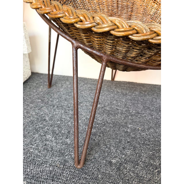 Mid-Century Modern Pair of Rattan Armchairs. France, 1950s For Sale - Image 6 of 13