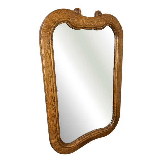 Vintage French Style Wall Mirror in Carved Oak For Sale