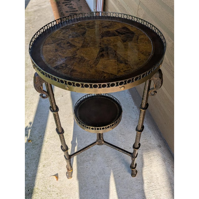 Late 20th Century Faux Bamboo Elephant Accent Table/ Side Table. 2-Design on Tiers For Sale In Dallas - Image 6 of 10