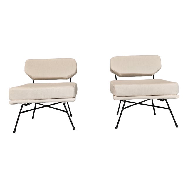 Set of Milk White Fabric Armchairs by BBPR for Arflex, 1950s For Sale