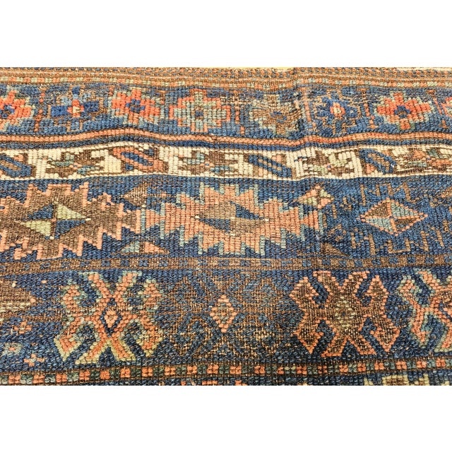 Antique Caucasian Shahsavan Tribal Rug, Hand-Knotted Wool, Geometric Pattern, Navy & Green, 5x6 For Sale - Image 14 of 16