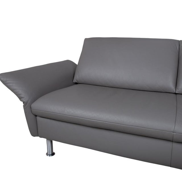 Gray Leather Elena Three-Seater Sofa with Manual Function from Koinor For Sale - Image 8 of 16