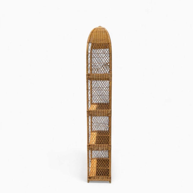Vintage 1970s Arched Rattan & Cane Étagère, Four-Tier Shelf For Sale - Image 16 of 18