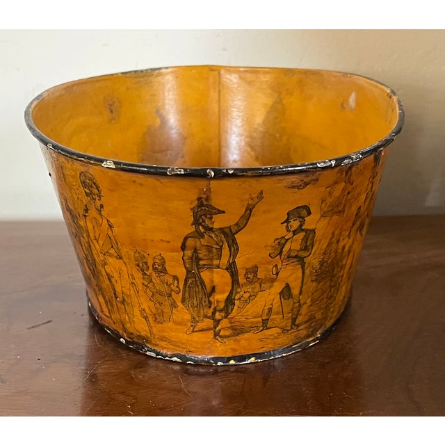 Early 20th Century Early 20th Century French Tole Cachepot Planter Decorated With Scenes of Napoleon and Duke of Wellington at Waterloo For Sale - Image 5 of 12