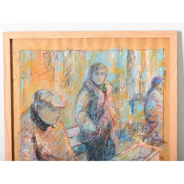 Modern French Vintage Framed Pastel Drawing For Sale - Image 3 of 10