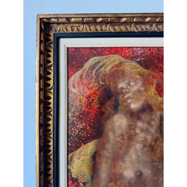 1960s Vintage Nude Woman Mixed Media Oil on Canvas Painting by Lester Russian For Sale In Miami - Image 6 of 12