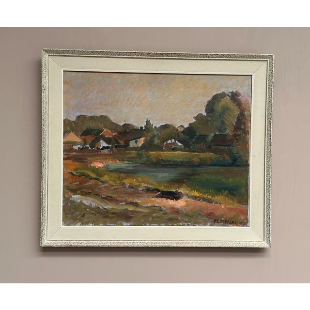 Swedish Artist, Village, 1950s, Oil on Canvas, Framed For Sale - Image 7 of 18